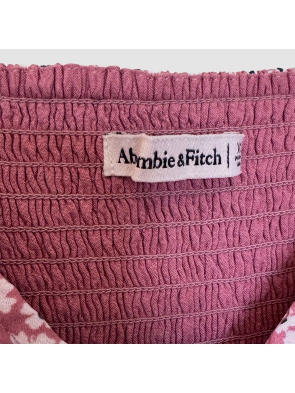 Abercrombie & Fitch Mini Dress Women's Size XS Pink Smocked Floral Short Sleeves - Picture 6 of 16